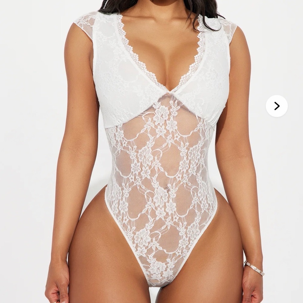 Fashion Nova Simple Pleasures Sheer Lace Bodysuit